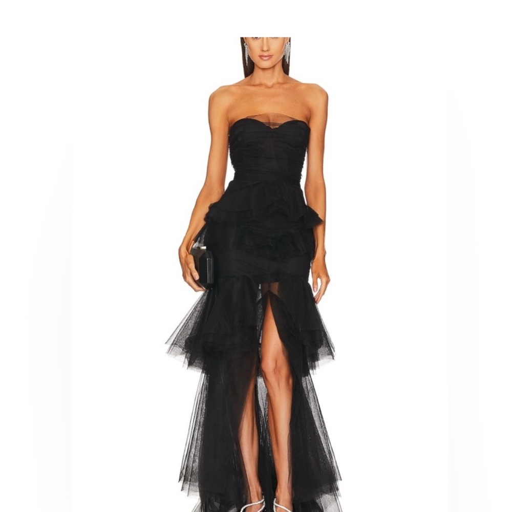 Elegant Black Strapless Evening Dress
